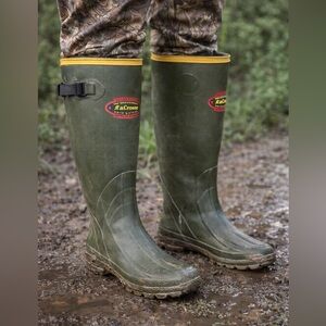 LaCrosse Grange Rubber 18” Hunting Rain Boots Green Yellow Men’s 5 Women’s 7